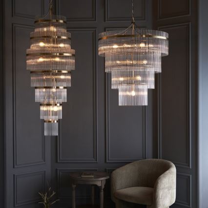 Endon 112576 - Suspension chaîne MARIETTA 16xE14/6W/230V laiton/transparent