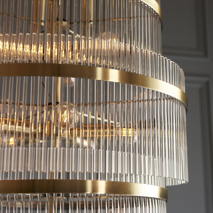 Endon 112793 - Hanglamp aan een ketting MARIETTA GRAND 21xE14/6W/230V messing/doorzichtig