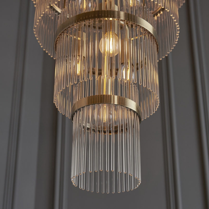 Endon 112793 - Hanglamp aan een ketting MARIETTA GRAND 21xE14/6W/230V messing/doorzichtig