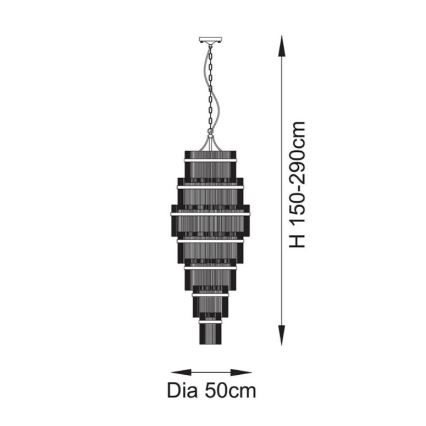 Endon 112793 - Hanglamp aan een ketting MARIETTA GRAND 21xE14/6W/230V messing/doorzichtig