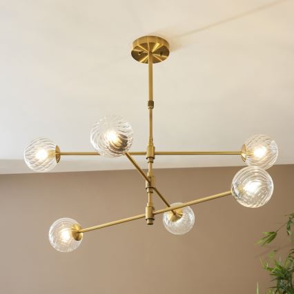Endon 114039 - Hanglamp aan stang 6xG9/3,2W/230V goud