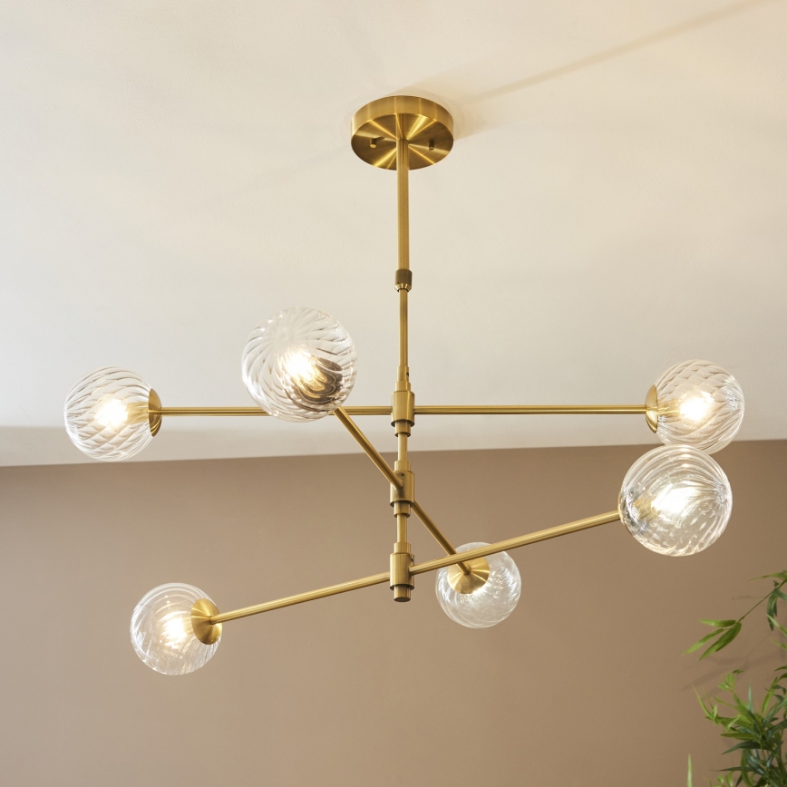Endon 114039 - Hanglamp aan stang 6xG9/3,2W/230V goud