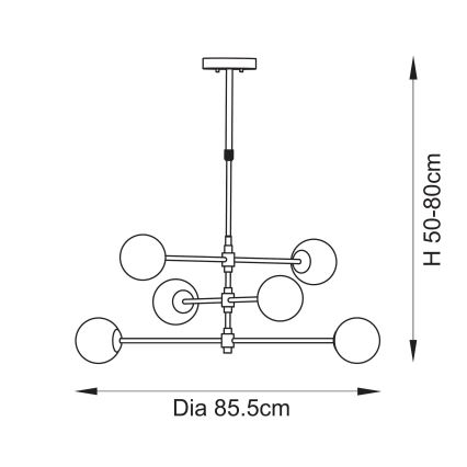 Endon 114039 - Hanglamp aan stang 6xG9/3,2W/230V goud