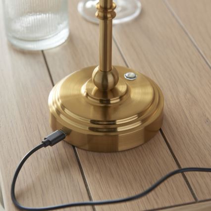 Endon 114800 - Lampe de table à intensité variable rechargeable BURLEY LED/1,5W/5V laiton/vert