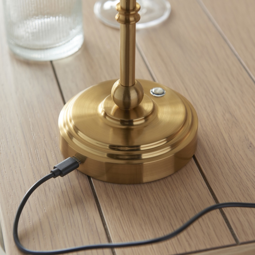 Endon 114800 - Lampe de table à intensité variable rechargeable BURLEY LED/1,5W/5V laiton/vert