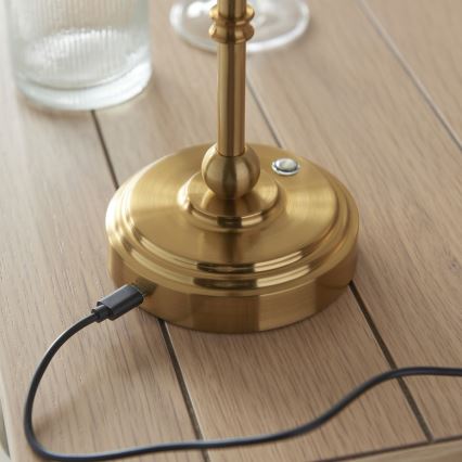 Endon 114811 - Lampe de table LED dimmable rechargeable BURLEY LED/1,5W/5V 3600 mAh laiton/blanc