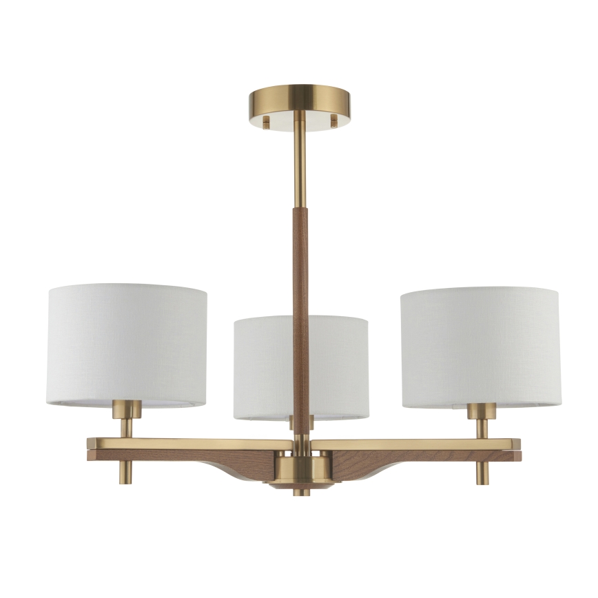 Endon 116993 - Hanglamp met stang HEATHCLIFF 3xE14/7W/230V messing/essenhout