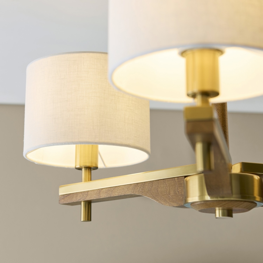 Endon 116993 - Hanglamp met stang HEATHCLIFF 3xE14/7W/230V messing/essenhout