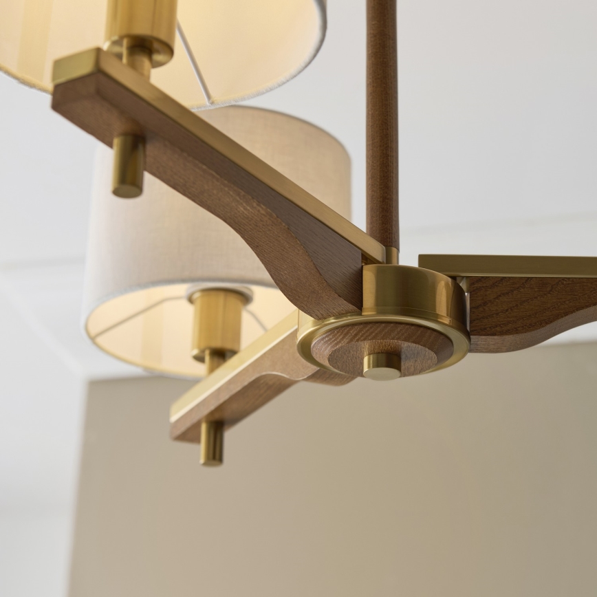 Endon 116993 - Hanglamp met stang HEATHCLIFF 3xE14/7W/230V messing/essenhout