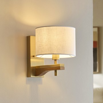 Endon 116995 - Wandlamp HEATHCLIFF 1xE14/7W/230V messing/essenhout