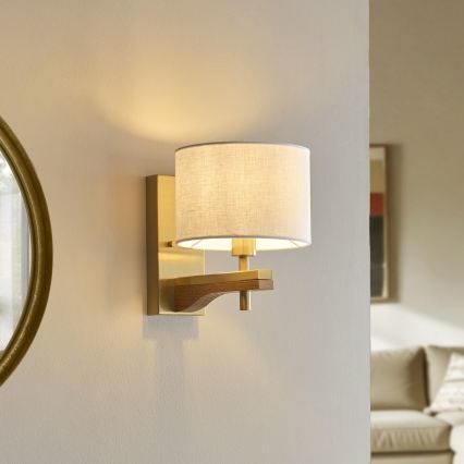 Endon 116995 - Wandlamp HEATHCLIFF 1xE14/7W/230V messing/essenhout