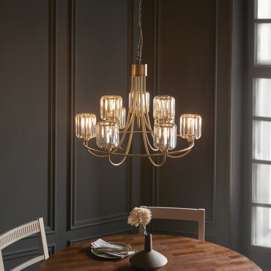 Endon 118934 - Lustre suspendu sur chaîne BERENICE 9xE14/7W/230V doré