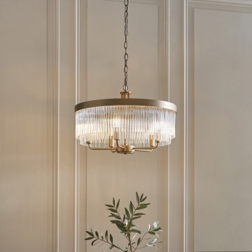 Endon 119110 - Lustre à chaîne CLERMONT 5xE14/6W/230V laiton