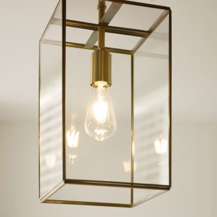 Endon 119141 - Suspension sur chaîne HAMMOND 1xE27/10W/230V 21,5x21,5 cm laiton