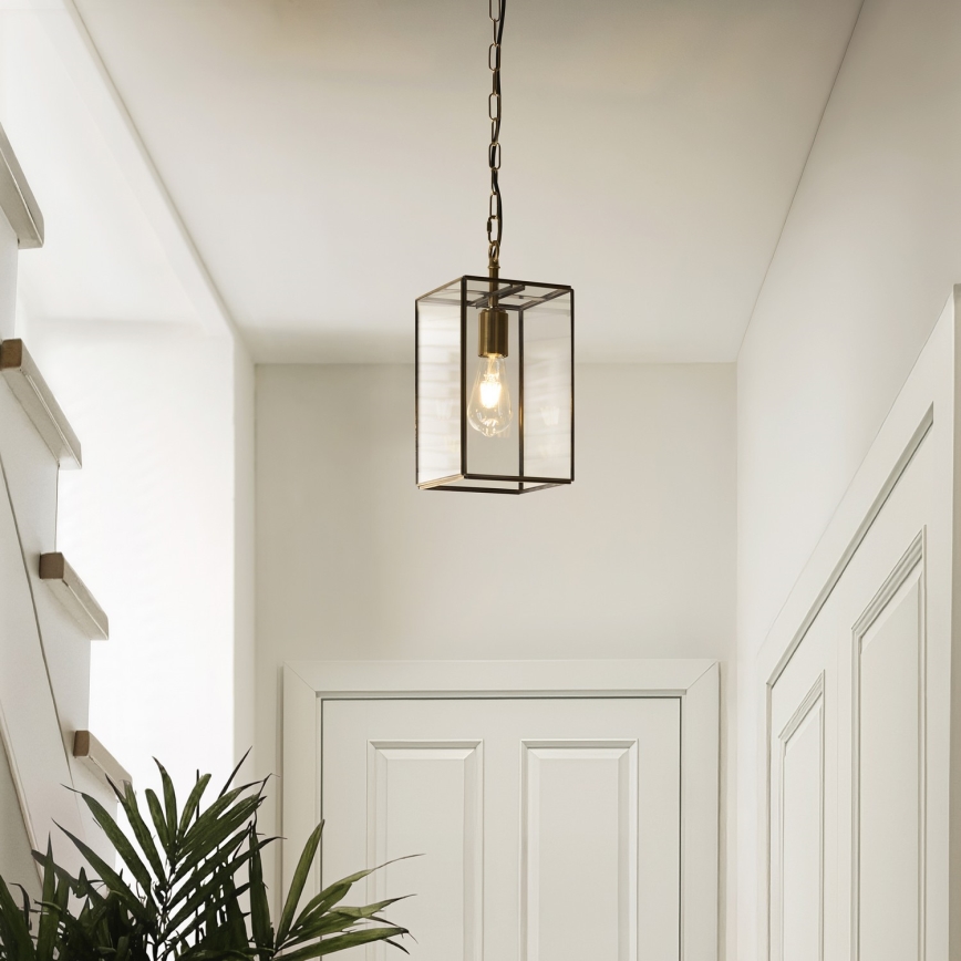 Endon 119142 - Hanglamp aan ketting HAMMOND 1xE27/10W/230V 17x17 cm messing