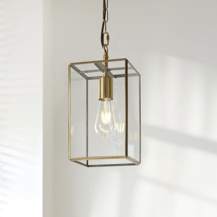 Endon 119142 - Hanglamp aan ketting HAMMOND 1xE27/10W/230V 17x17 cm messing