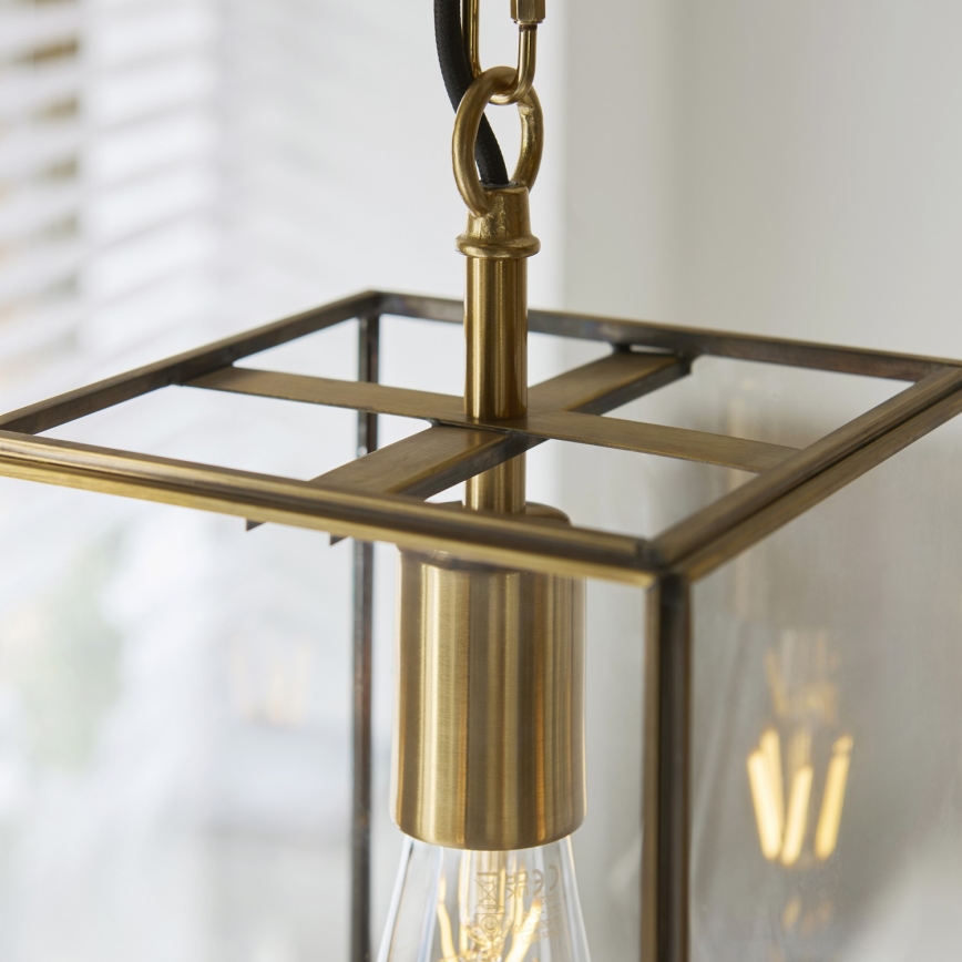 Endon 119142 - Hanglamp aan ketting HAMMOND 1xE27/10W/230V 17x17 cm messing