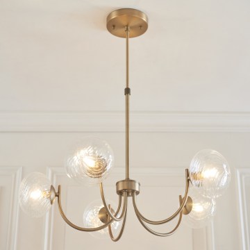 Endon 119210 - Kroonluchter aan stang HAGUE 5xG9/5W/230V messing