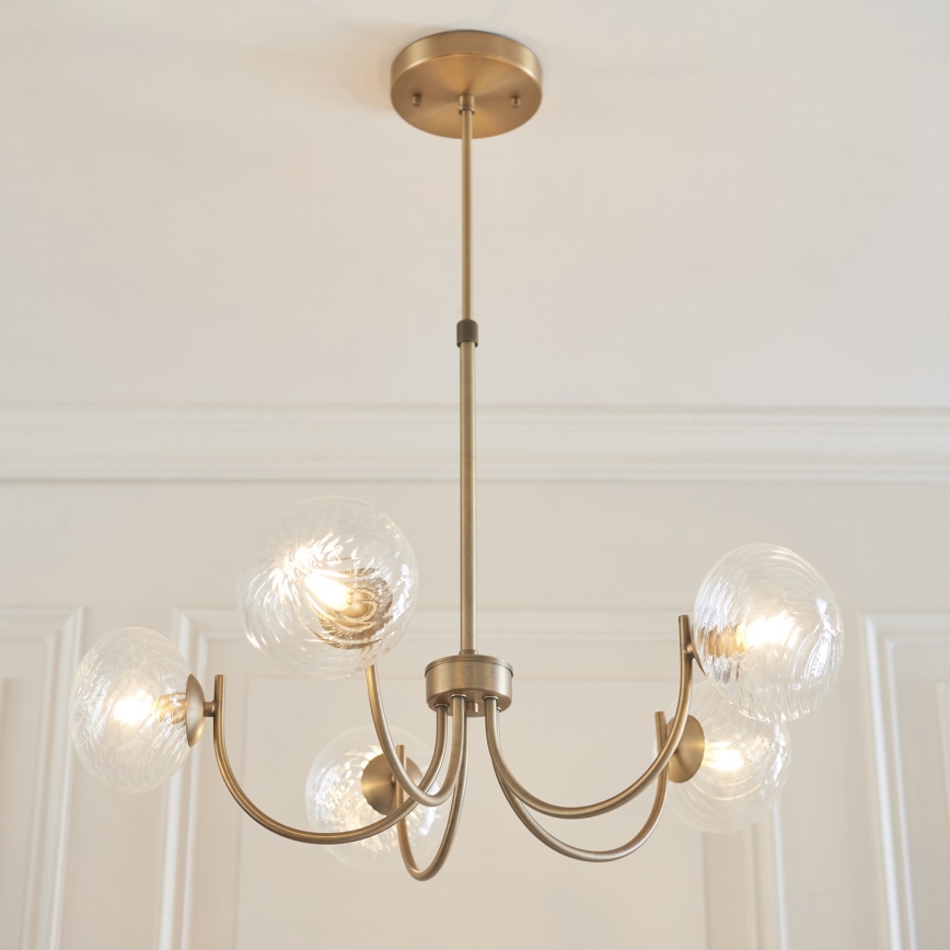 Endon 119210 - Kroonluchter aan stang HAGUE 5xG9/5W/230V messing