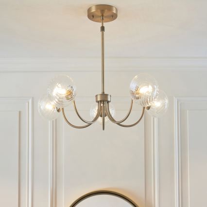 Endon 119210 - Lustre sur tige HAGUE 5xG9/5W/230V en laiton