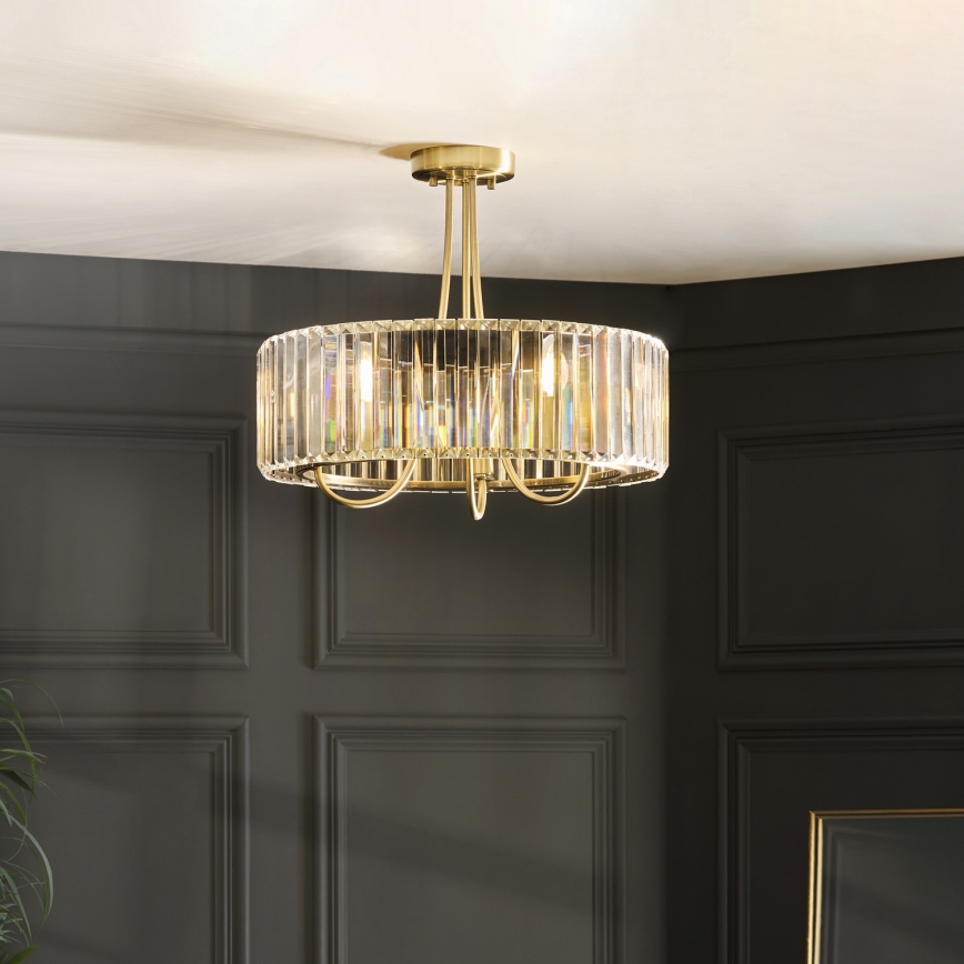 Endon 119609 - Plafondlamp aan stang VISCONTI 3xE14/6W/230V messing