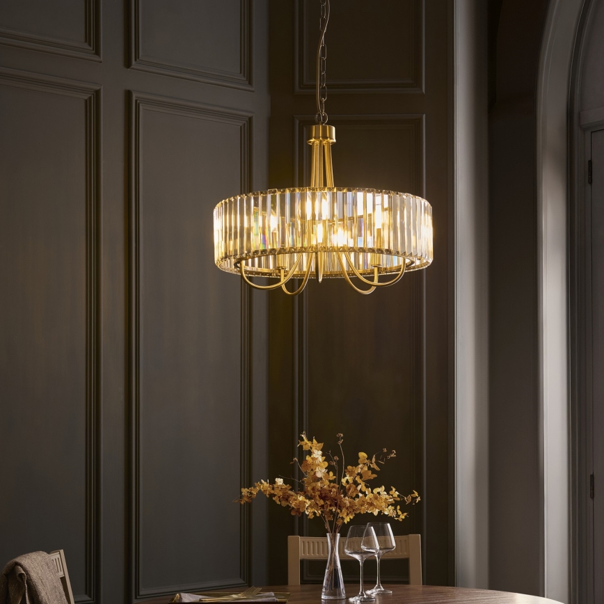 Endon 119610 - Suspension à chaîne VISCONTI, 5 x E14 / 6 W / 230 V, laiton