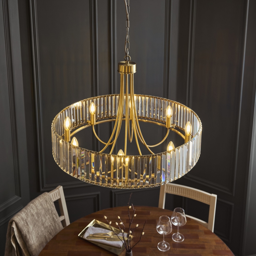 Endon 119611 - Lustre à chaîne VISCONTI 8xE14/6W/230V laiton