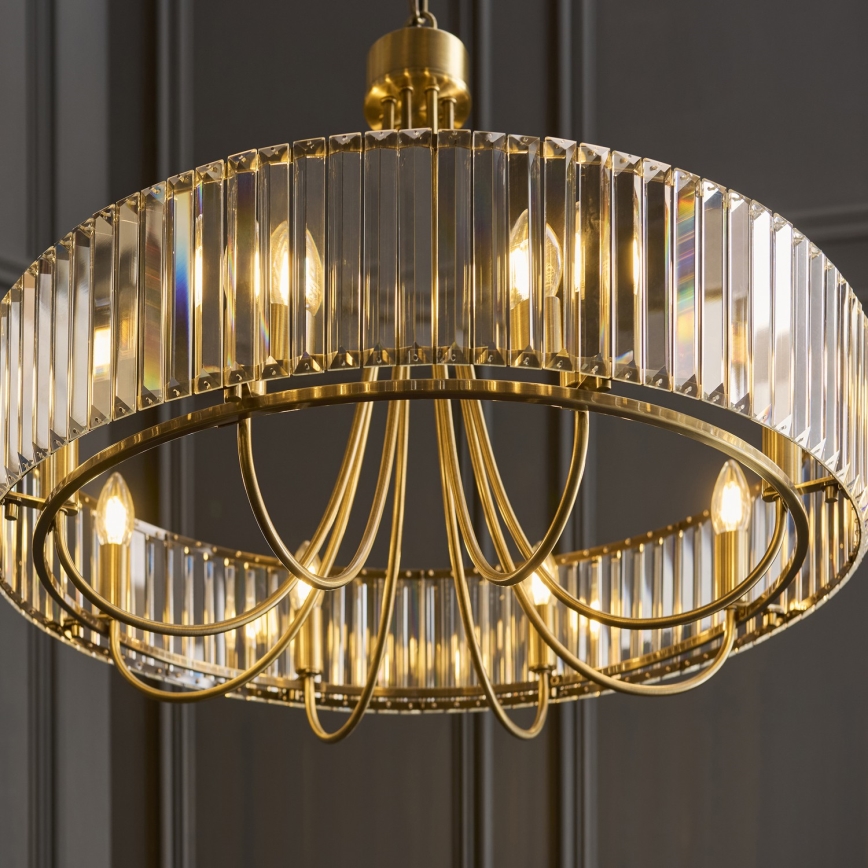Endon 119611 - Lustre à chaîne VISCONTI 8xE14/6W/230V laiton