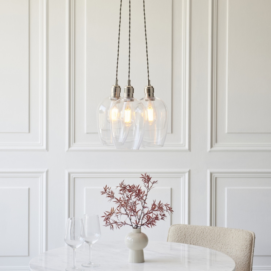 Endon 120644 - Hanglamp met snoer 3xE27/10W/230V glanzend chroom