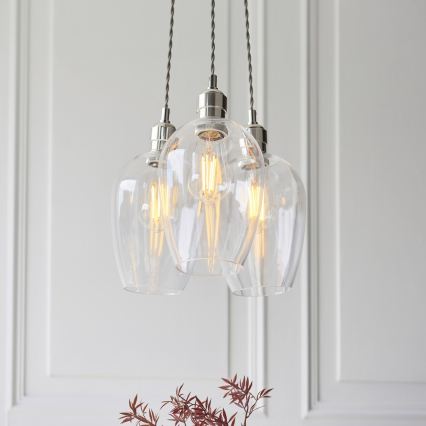 Endon 120644 - Hanglamp met snoer 3xE27/10W/230V glanzend chroom