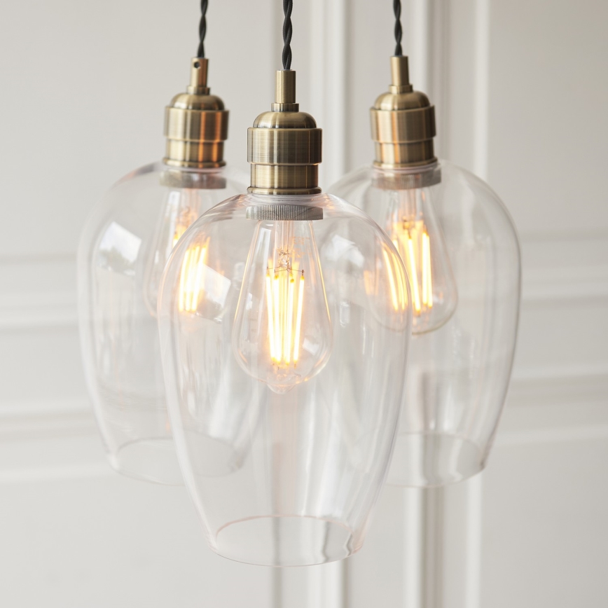 Endon 120648 - Hanglamp aan kabel 3xE27/10W/230V messing