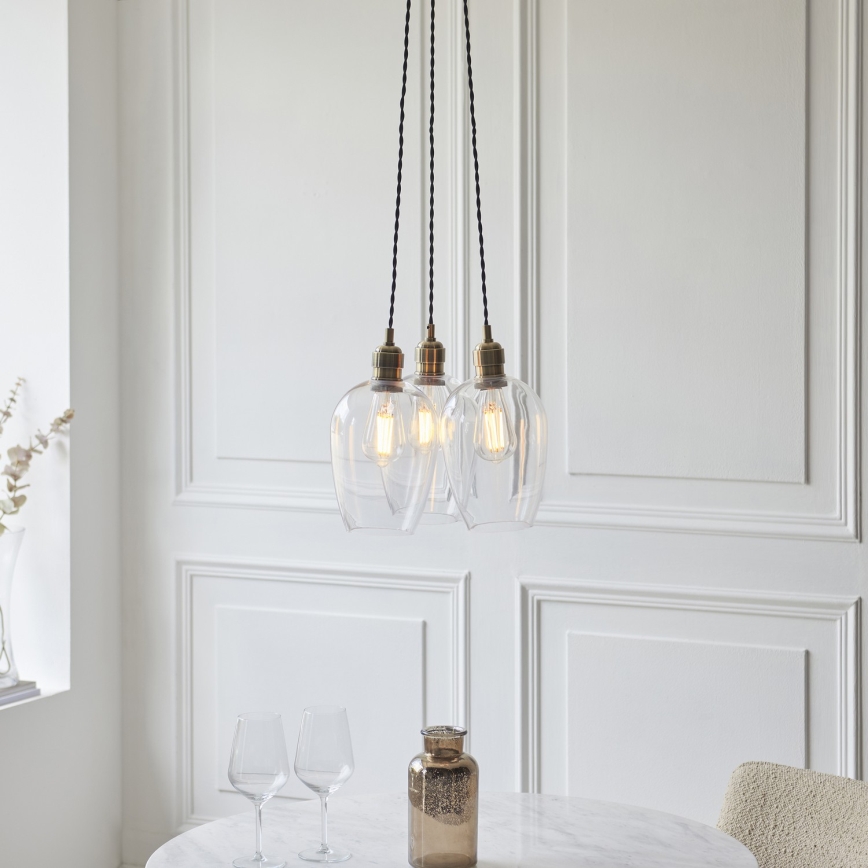 Endon 120648 - Suspension sur câble 3xE27/10W/230V en laiton