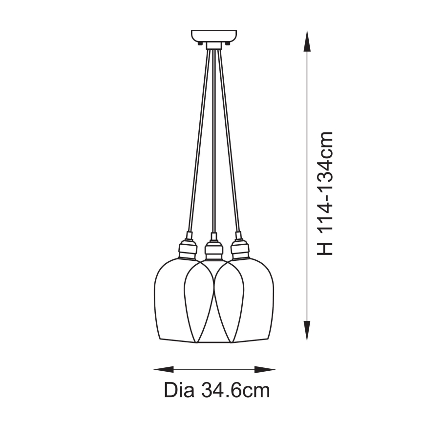 Endon 120648 - Suspension sur câble 3xE27/10W/230V en laiton