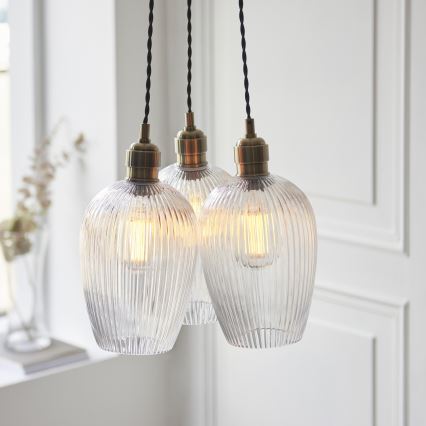 Endon 120656 - Hanglamp aan kabel, 3x E27/10W/230V, messing