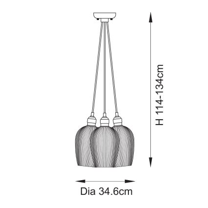 Endon 120656 - Hanglamp aan kabel, 3x E27/10W/230V, messing