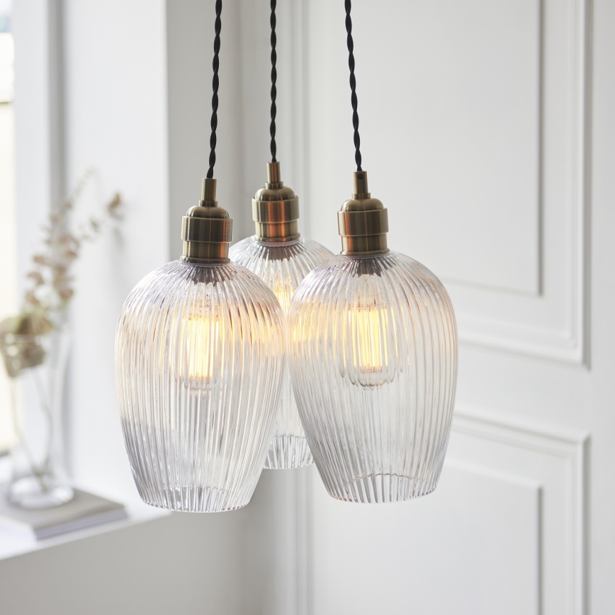 Endon 120656 - Suspension sur câble 3xE27/10W/230V laiton