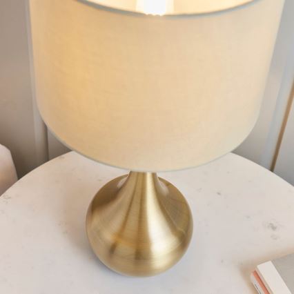 Endon 61191 - Dimbare tafellamp PICCADILLY 1xE14/40W/230V messing/beige