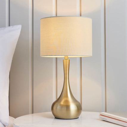 Endon 61191 - Lampe de table dimmable PICCADILLY 1xE14/40W/230V laiton/beige