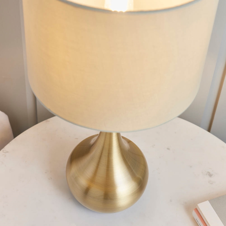 Endon 61191 - Lampe de table dimmable PICCADILLY 1xE14/40W/230V laiton/beige