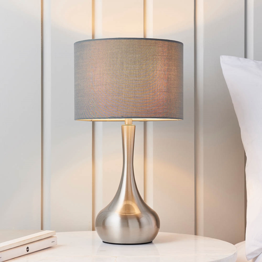 Endon 61192 - Lampe de table dimmable PICCADILLY 1xE14/40W/230V chrome mat/gris