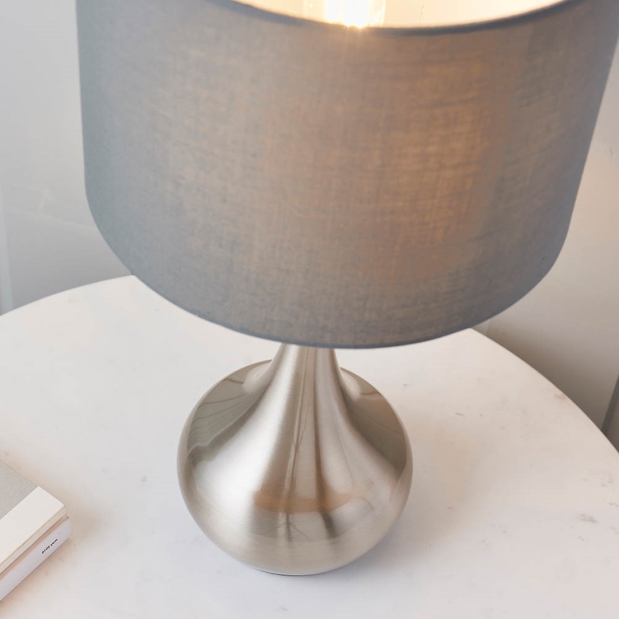Endon 61192 - Lampe de table dimmable PICCADILLY 1xE14/40W/230V chrome mat/gris