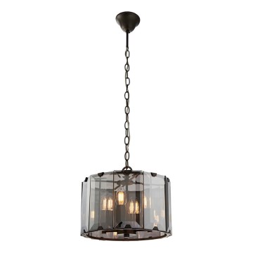 Endon 61281 - Kroonluchter aan ketting CLOONEY 4xE14/40W/230V zwart/rookglas