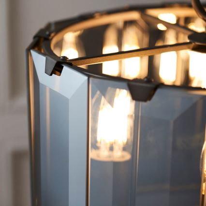 Endon 61281 - Kroonluchter aan ketting CLOONEY 4xE14/40W/230V zwart/rookglas