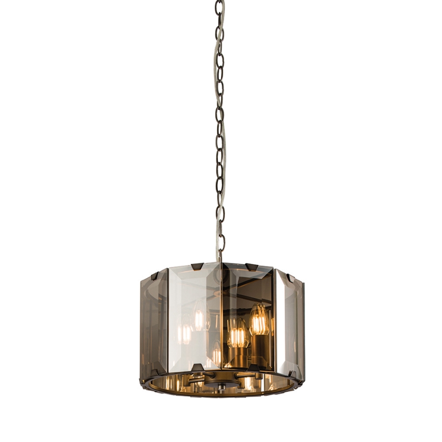 Endon 61281 - Lustre sur chaîne CLOONEY 4xE14/40W/230V noir/fumé
