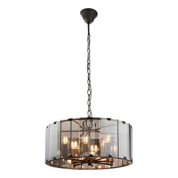 Endon 61294 - Hanglamp aan een ketting CLOONEY 8xE14/40W/230V zwart/gerookt