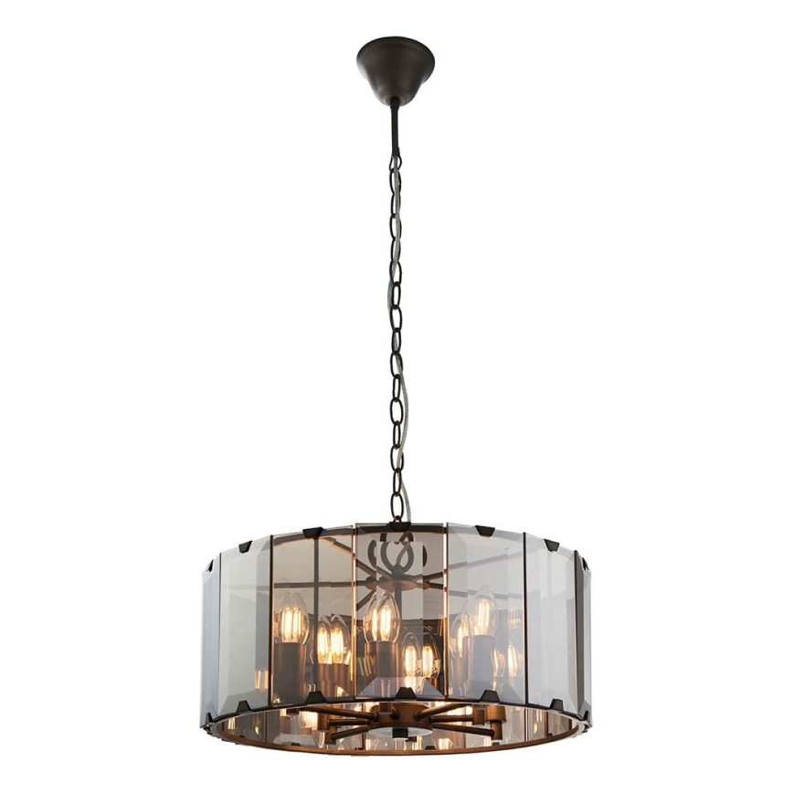 Endon 61294 - Hanglamp aan een ketting CLOONEY 8xE14/40W/230V zwart/gerookt