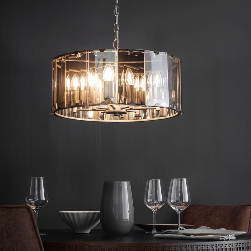 Endon 61294 - Hanglamp aan een ketting CLOONEY 8xE14/40W/230V zwart/gerookt