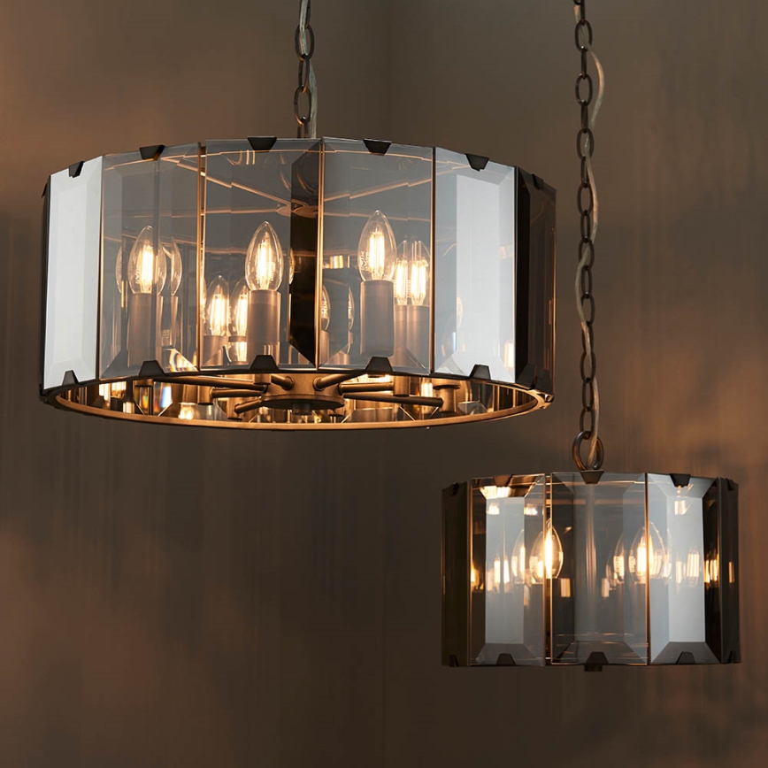 Endon 61294 - Hanglamp aan een ketting CLOONEY 8xE14/40W/230V zwart/gerookt