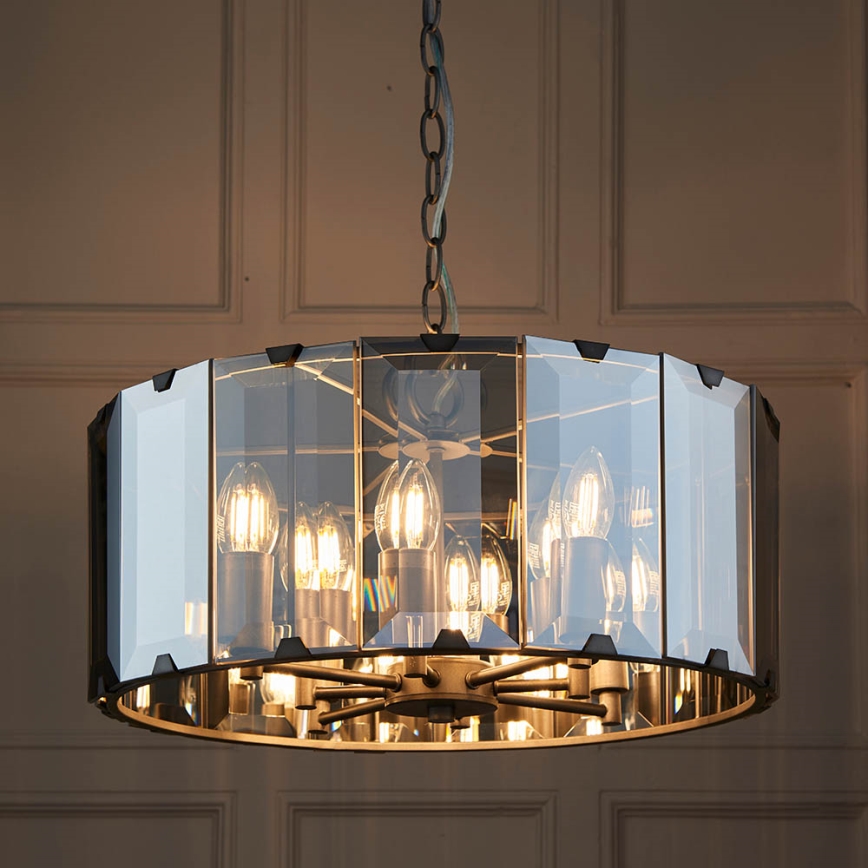 Endon 61294 - Hanglamp aan een ketting CLOONEY 8xE14/40W/230V zwart/gerookt