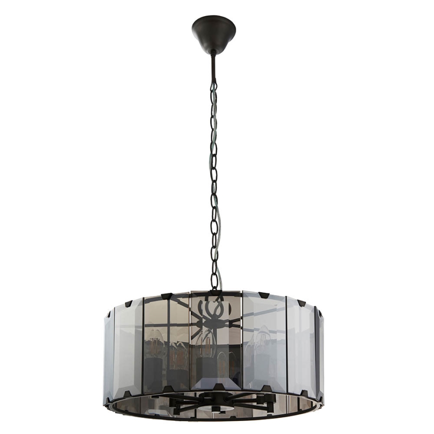 Endon 61294 - Hanglamp aan een ketting CLOONEY 8xE14/40W/230V zwart/gerookt